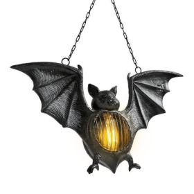 Halloween Simulation Bat LED Lantern Resin Vintage Style Flameless Bat Pendant