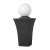 49inches Outdoor Curved Ball Fountain with Lights Modern Design Cement Water Feature for Garden or Patio