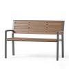 Outdoor aluminum alloy bench Grey+SILK-SCREEN BROWN