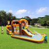 Inflatable Big Bounce House Playground Backyard Slide Water Park Bouncer with Cruise ship design Splash Pool & Basketball & Blower