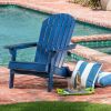 Milan Outdoor Acacia Folding Blue Adirondack Chair