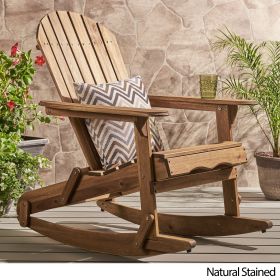 Vivian Outdoor Acacia Adirondack Rocking Chair Natural Wood