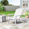 Outdoor Classic White Solid Wood Adirondack Leisure Seat Can Put Cup Holder Can Put Umbrella