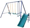 A-Frame Metal Swing Set w/ Slide (Blue; Green; Orange)