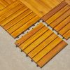 Outdoor Patio 6-Slat Acacia Interlocking Deck Tile (Set of 10 Tiles)