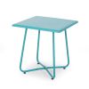 Doris Outdoor Modern 18" Steel Desk Side Table Teal