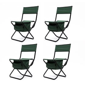 4-piece Folding Outdoor Chair with Storage Bag; Portable Chair for indoor; Outdoor Camping; Picnics and Fishing; Green