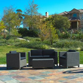 Venice 4pc Outdoor Wicker Sofa Set Mix Black+Dark Grey