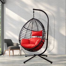 Swing Egg Chair With Stand; High-Quality Modern Design; 37.4x37.4x76.77 (Red)