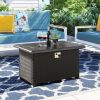 43 Inch Outdoor Fire Pit Table 50; 000 BTU Wicker Auto-Ignition Gas Fire Pit Table for Outside with Aluminum Tabletop;  ETL Certification