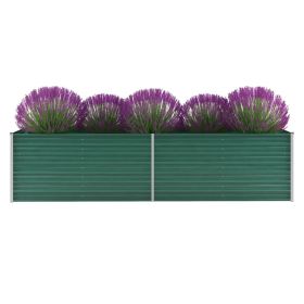 vidaXL Garden Raised Bed Galvanized Steel 126"x31.5"x31.3" Green