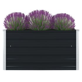 vidaXL Raised Garden Bed 39.4"x39.4"x17.7" Galvanized Steel Anthracite