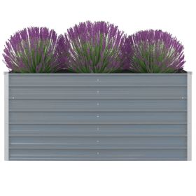 vidaXL Raised Garden Bed 63"x31.5"x30.3" Galvanized Steel Gray