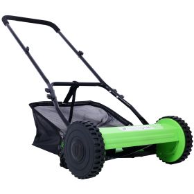 16-Inch 5-Blade Push Reel Lawn Mower with Grass Catcher, GREEN COLOR