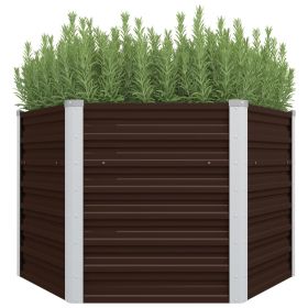 vidaXL Garden Raised Bed Brown 50.8"x50.8"x30.3" Galvanized Steel