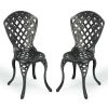 Outdoor Cast Aluminum Armless Dining Chair / Outdoor Patio Dinning Chair (Set of 2); Shiny Copper