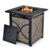 25 Inch 40000 BTU Propane Fire Pit Table with Lid and Fire Glass