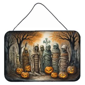 NEW Mummies Spooky Halloween Wall or Door Hanging Prints Aluminum Metal Sign Kitchen Wall Bar Bathroom Plaque Home Decor, 8HX12W, Multicolor