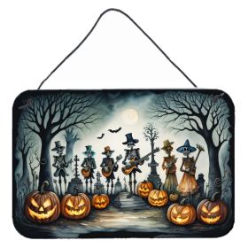 NEW Mariachi Skeleton Band Spooky Halloween Wall or Door Hanging Prints Aluminum Metal Sign Kitchen Wall Bar Bathroom Plaque Home Decor, 8HX12W