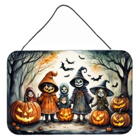 NEW Trick or Treaters Spooky Halloween Wall or Door Hanging Prints Aluminum Metal Sign Kitchen Wall Bar Bathroom Plaque Home Decor, 8HX12W, Multicolor