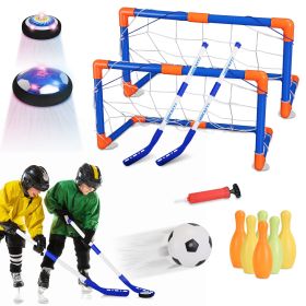 4 in 1 Hover Soccer Ball Toy Set Bowling Balls Goals Floating Soccer Ball Hockey With Colorful LED Lights Indoor Outdoor Sport Toys For 3-12 Years Old