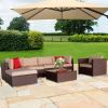 Outdoor 7 Pieces Steel & PE Rattan Breathable and waterproof cushion Wood Grain Patio PE Wicker Rattan Corner Sofa Set XH