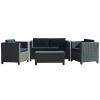 Venice 4pc Outdoor Wicker Sofa Set Mix Black+Dark Grey