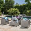 Venice 4pc Outdoor Wicker Sofa Set Mix Black+Dark Grey