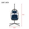 Indoor outdoor patio Wicker Hanging Chair Swing Chair Patio Egg Chair UV Resistant Blue cushion Aluminum frame