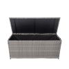 Outdoor Storage Box; 113 Gallon Wicker Patio Deck Boxes with Lid; Outdoor Cushion Storage Container Bin Chest for Kids Toys; Pillows; Towel Grey