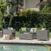 Venice 4pc Outdoor Wicker Sofa Set Mix Black+Dark Grey