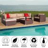 Outdoor 7 Pieces Steel & PE Rattan Breathable and waterproof cushion Wood Grain Patio PE Wicker Rattan Corner Sofa Set XH