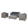 Venice 4pc Outdoor Wicker Sofa Set Mix Black+Dark Grey