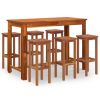 7 Piece Patio Bar Set Solid Wood Acacia