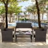 Cpintltr 4 Pieces Outdoor Wicker Furniture Sets PE Rattan Chair Patio Conversation Sets with Soft CushionsChairs for Balcony Garden Backyard Porch Kha