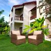 Outdoor Patio Furniture Set 2 Pieces Small Patio Couch All Weather PE Wicker Sofas Armchair Balcony Couch Sectional Furniture Sofa Bistro Set for Back