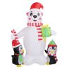 5.9FT Christmas Inflatable Outdoor Decoration Polar Bear Gift Box Penguin Blow Up Yard Decoration with LED Light Built-in Air Blower for Winter Holida