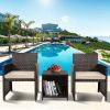 Cpintltr 3 Pieces Outdoor Patio Wicker Furniture Sets Patio Conversation Sets PE Rattan Chair with Soft Cushions Lawn Poolside Chairs for Balcony Gard