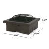 Bunce Outdoor Lightweight Concrete Wood Burning Square Fire Pit; Gray