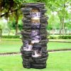 40 inch Rockery Shower Outdoor Water Fountain with LED Lights for Home&amp;Office