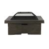 Bunce Outdoor Lightweight Concrete Wood Burning Square Fire Pit; Gray