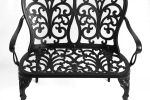 Outdoor Patio Bench; Garden Bench All-Weather Cast Aluminum Loveseat for Lawn Front Porch Path Yard Decor Deck Furniture Black