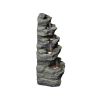 24inches Rock Outdoor Waterfall Fountain with LED Lights for Garden Decor