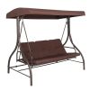 194*120*173cm Load Bearing 250kg With Canopy 3pcs Upholstered Courtyard Iron Swing Brown