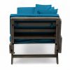 Grey Finish+Dark Teal Cushion Acacia soil Convertible Outdoor Sofa Daybed