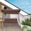 194*120*173cm Load Bearing 250kg With Canopy 3pcs Upholstered Courtyard Iron Swing Brown