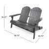 Outdoor Solid Wood Adirondack Loveseat Sofa Dark Gray