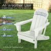 Folding Adirondack Chair with Cup holder, Fire Pit Chair,Patio Outdoor Chairs All-Weather Proof HDPE Resin for BBQ Beach Deck Garden Lawn Backyard (Wh