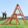 Wooden Swing Set with Slide;  Outdoor Playset Backyard Activity Playground Climb Swing Outdoor Play Structure for Toddlers;  Ready to Assemble Wooden