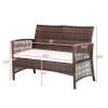 Outdoor 4pcs 1 Double Seat 2 Single Seat 1 Coffee Table Armrest Hollow Knit Combination Sofa,PE rattan and iron frame Sofa Set  XH